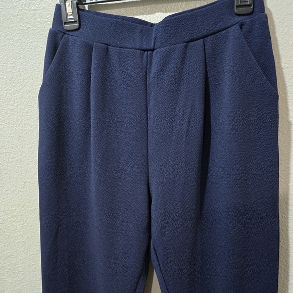Women's Knit Textured Navy Pants - Picture 3 of 3